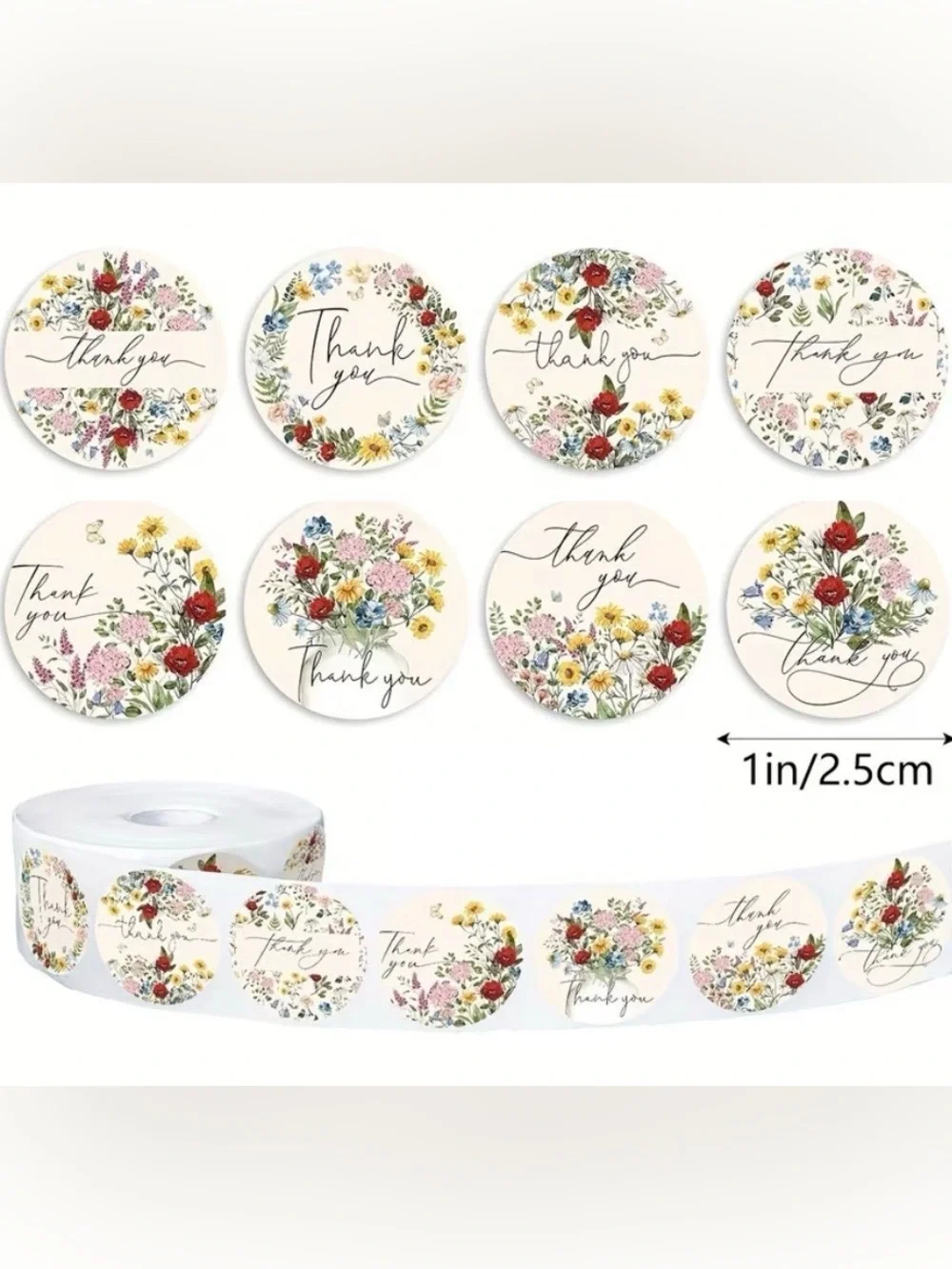 Thank You Sticker Boutique Quality  ~🆕~ 100~ Floral Designs ~ Self adhesive
